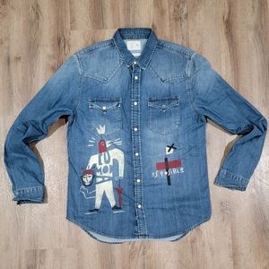 Zara Man Denim Longsleeve Shirt